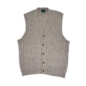 Vintage Club Room Mens Shetland Wool Sweater Vest Ribbed Button Front Large